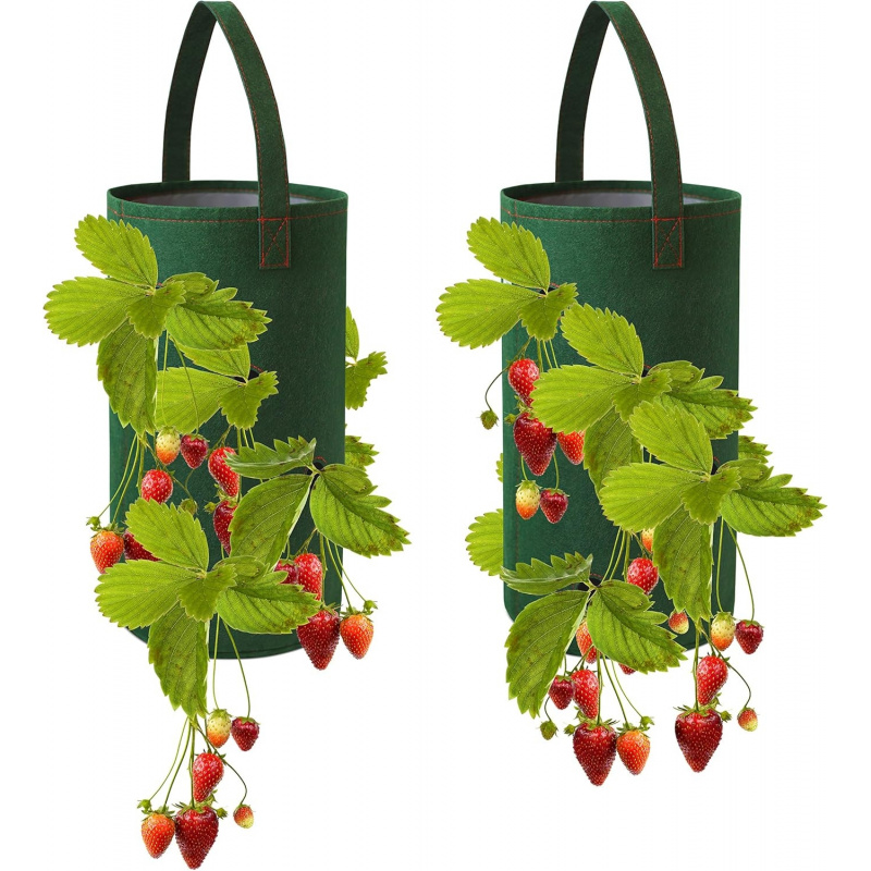 Agriculture Vertical Farming - 2Pcs Felt Hanging Strawberry Planter Bags,