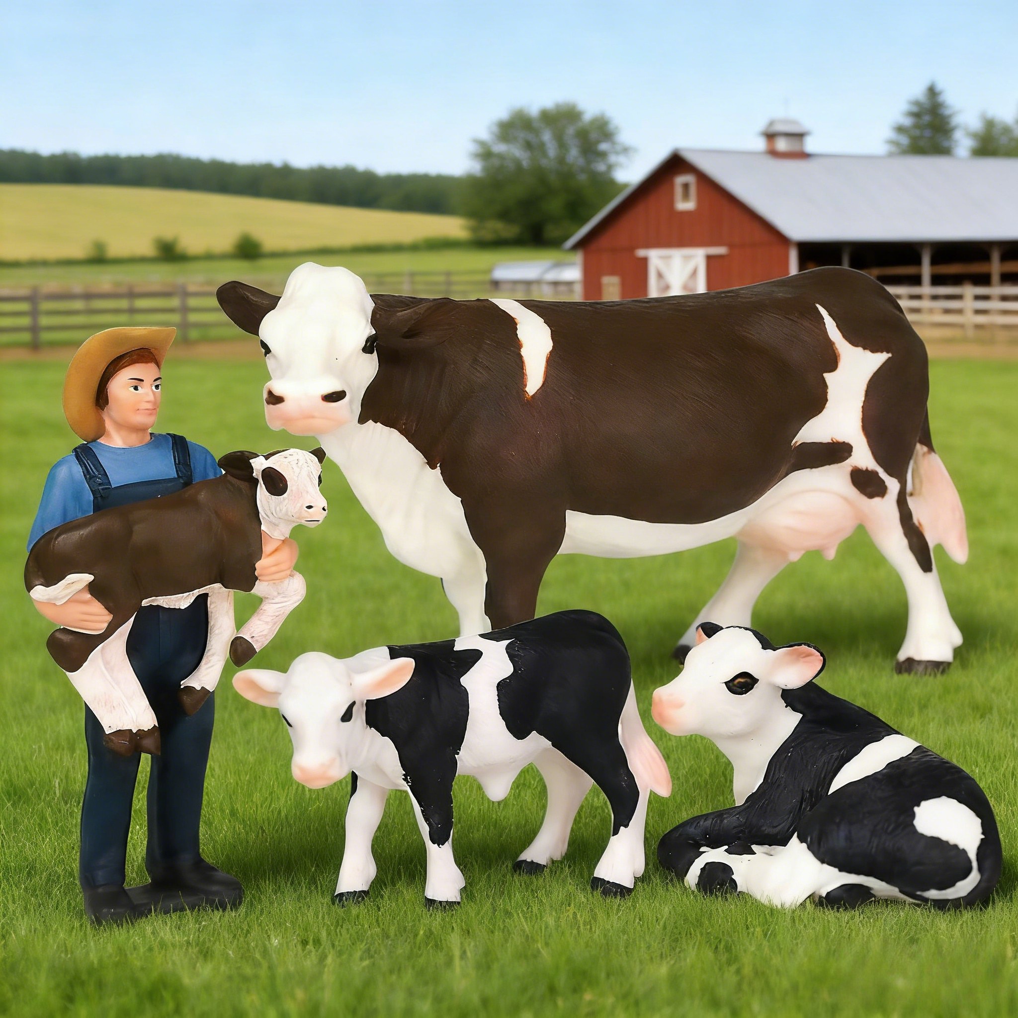 Agriculture Farming For Kids - Farm Farmer And Cow Model Set
