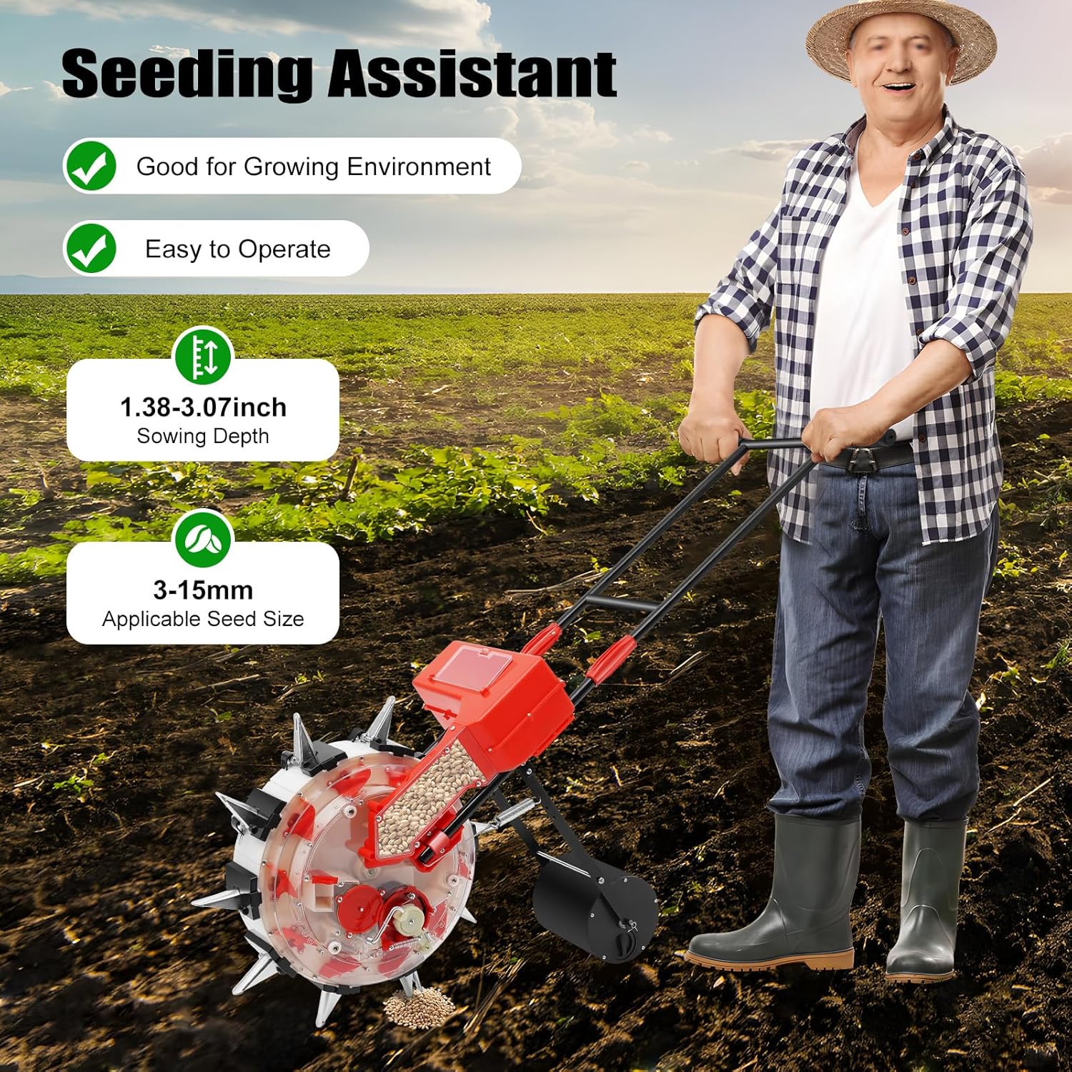 Hand-Push Roller Seeder, Metal - Manual Seeder Hand บทวิจารณ์และราคา