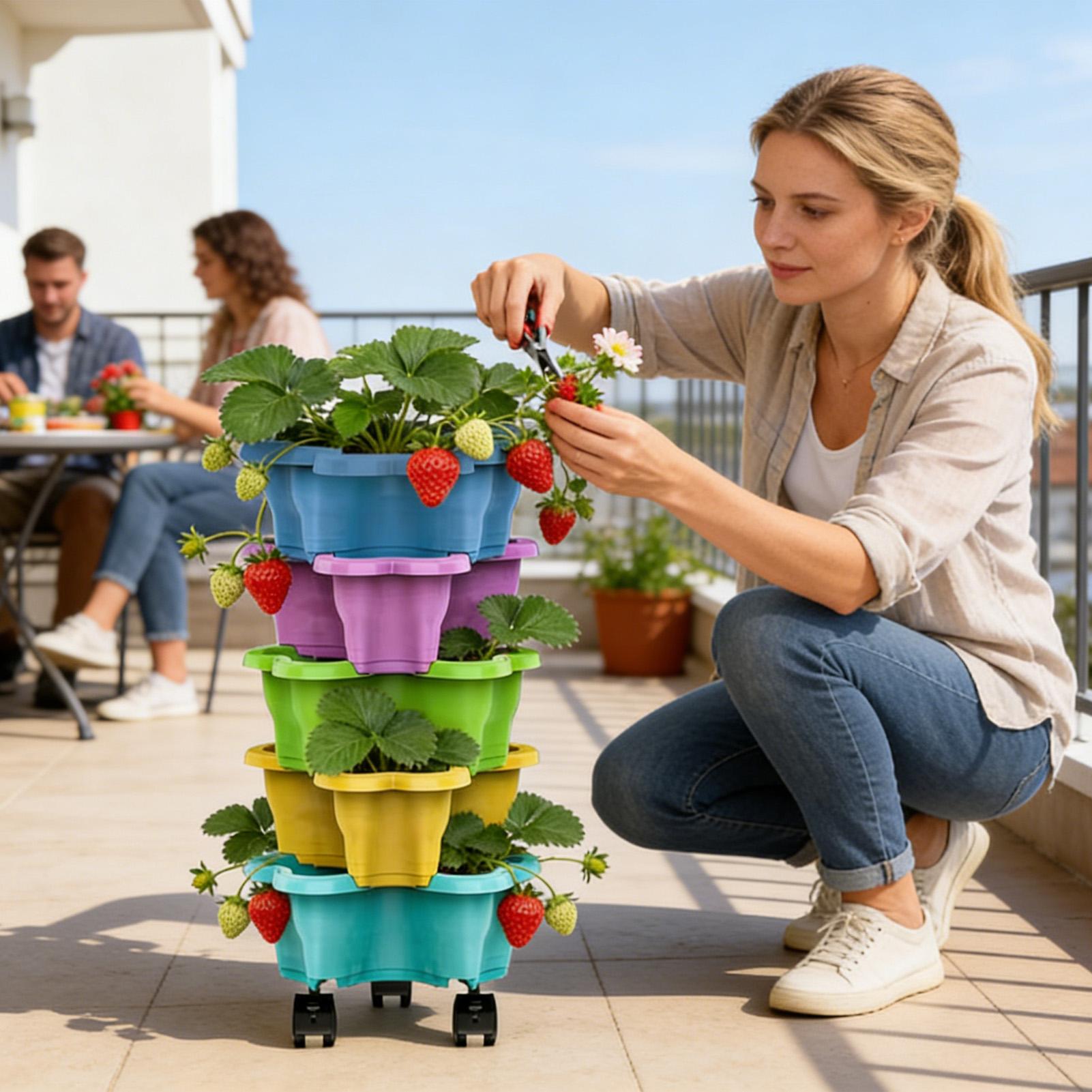Stackable Plant Tower Strawber - Agriculture Vertical Farming บทวิจารณ์และราคา