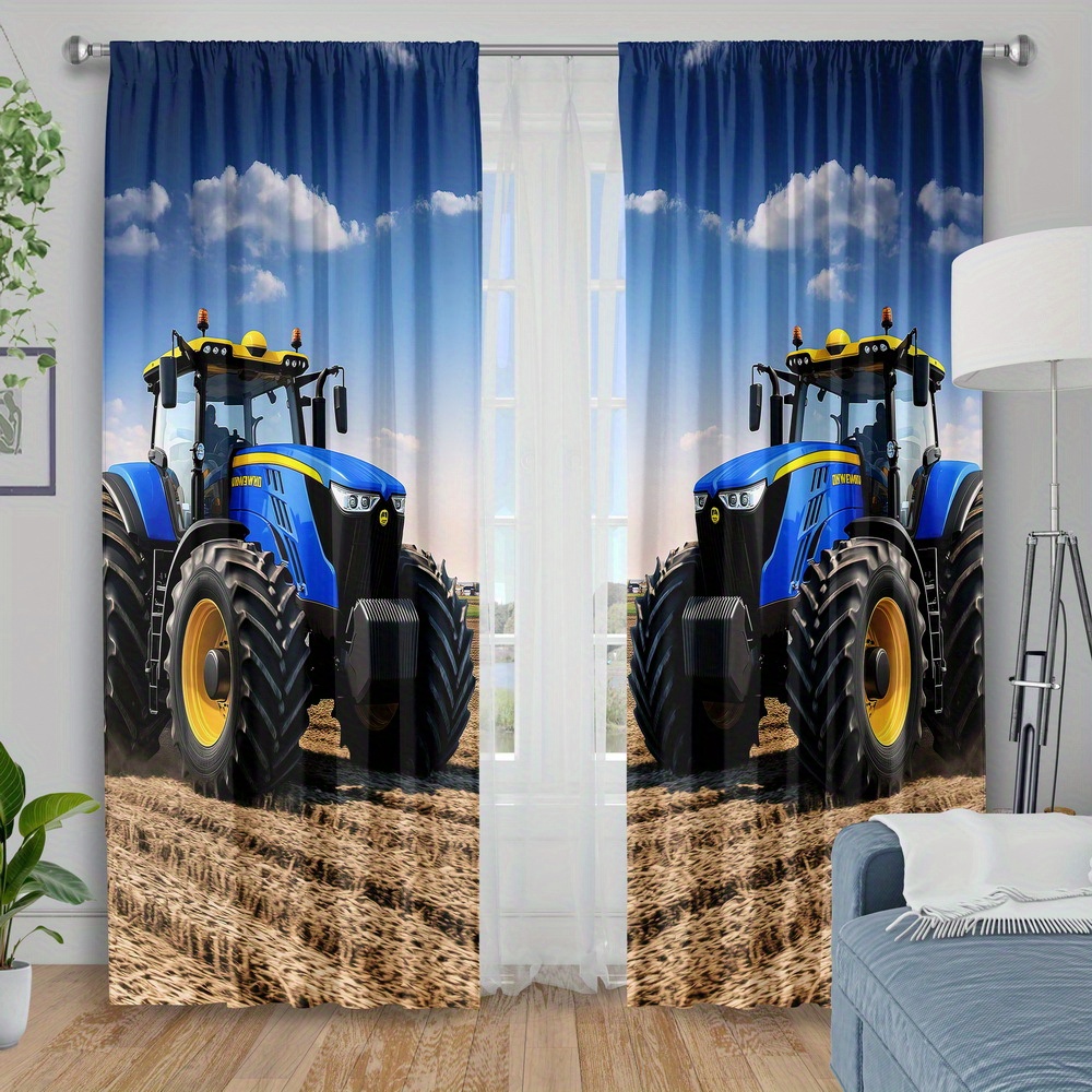 Blue Tractor Curtain, Farm Mac - Agriculture Farming For Kids บทวิจารณ์และราคา