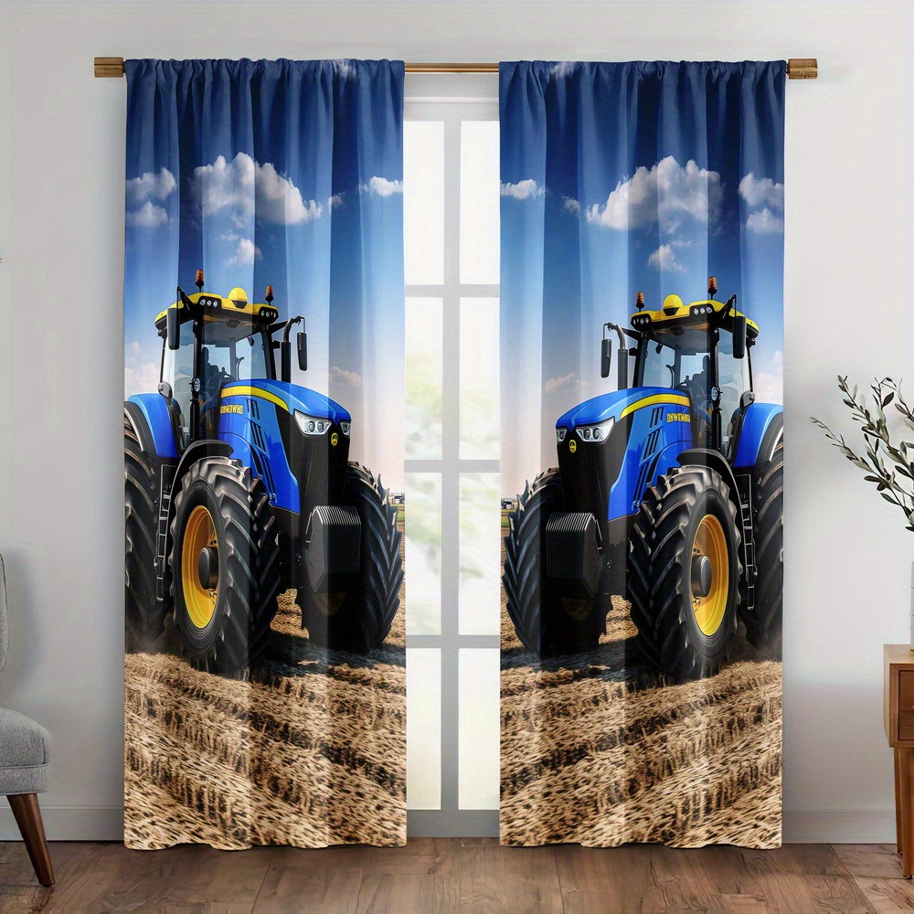 Blue Tractor Curtain, Farm Mac - Agriculture Farming For Kids บทวิจารณ์และราคา