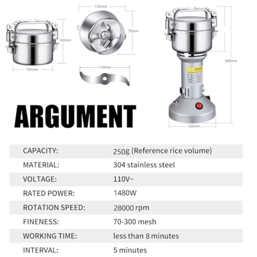 Grain Grinder Mill 250g Electr - Grain Mill Grinder บทวิจารณ์และราคา