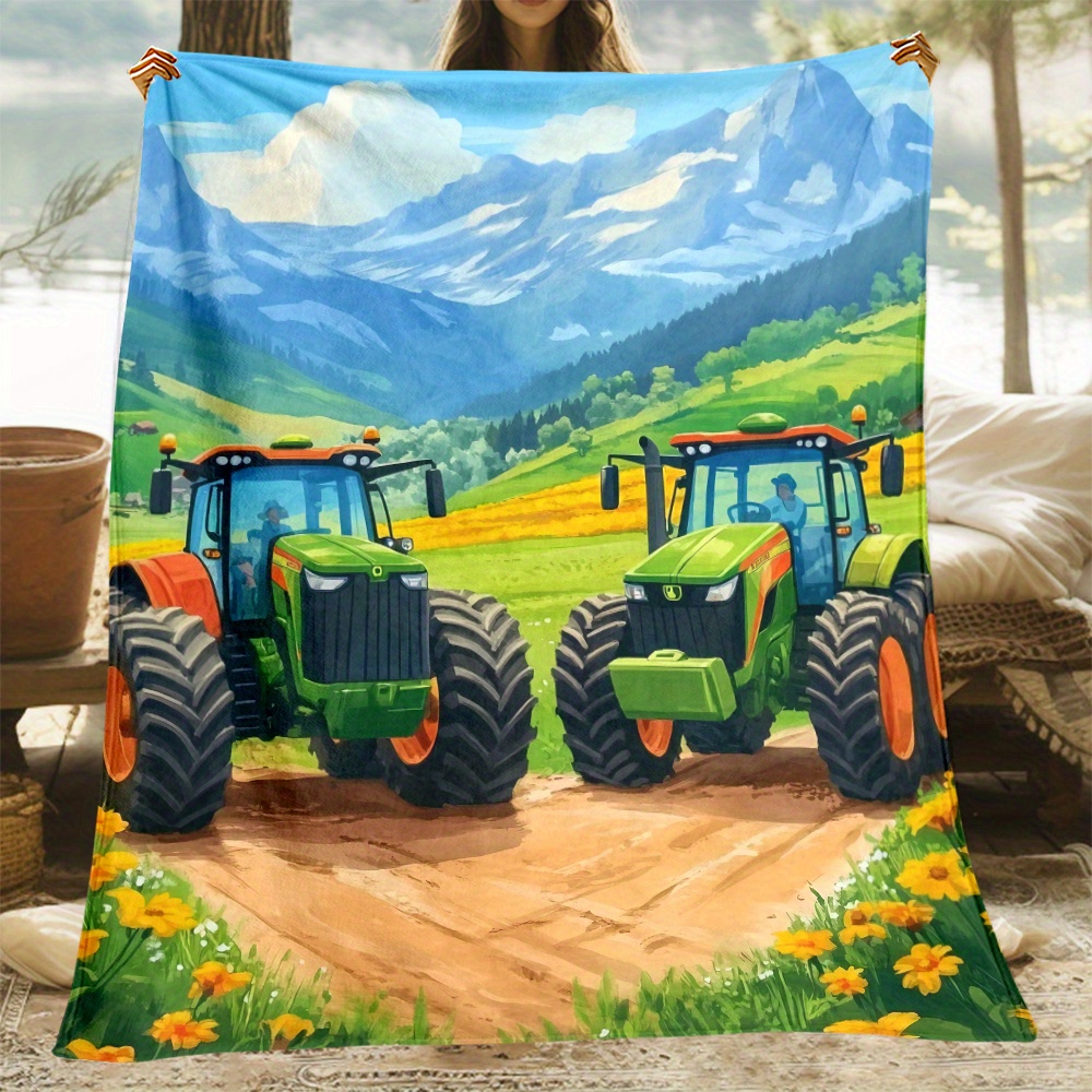 Tractor Farm Scene Fleece Blan - Agriculture Farming For Kids บทวิจารณ์และราคา