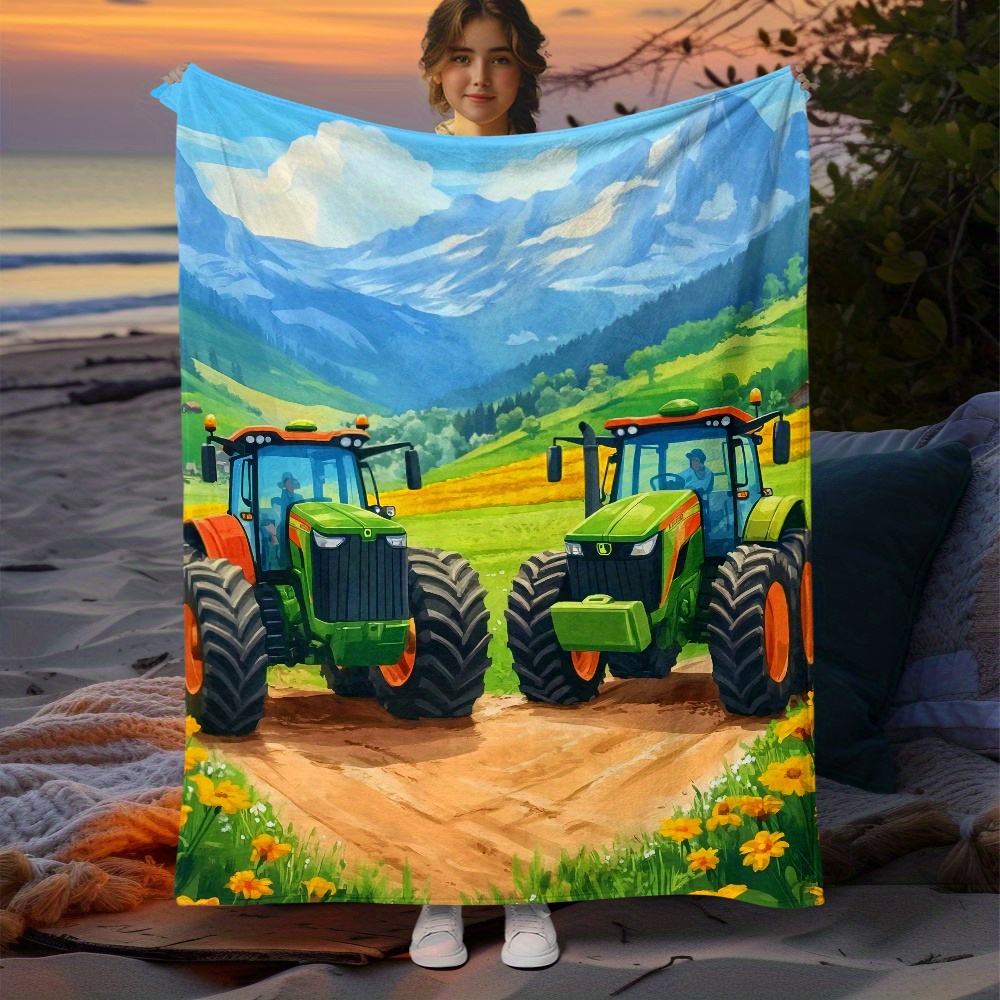 Tractor Farm Scene Fleece Blan - Agriculture Farming For Kids บทวิจารณ์และราคา