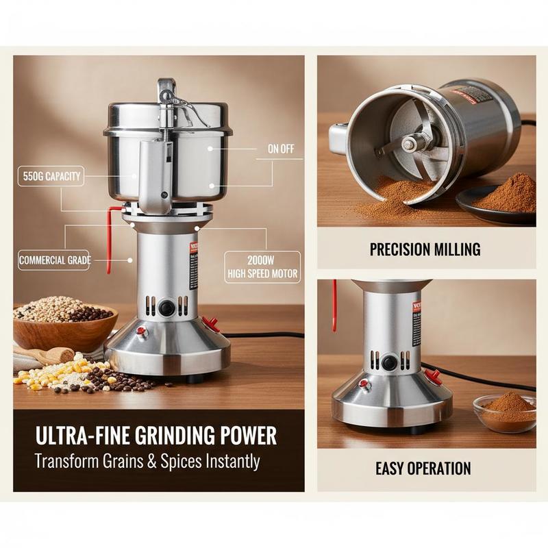 Dry Powder Grinder 550g For Ki - Grain Mill Grinder บทวิจารณ์และราคา